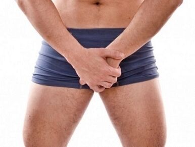 Douleur dans la région génitale et les testicules avec forme non inflammatoire de prostatite. 